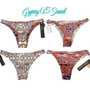 Gypsy 05 Sand Neopolitan Reversible Bikini Bottoms Paisley